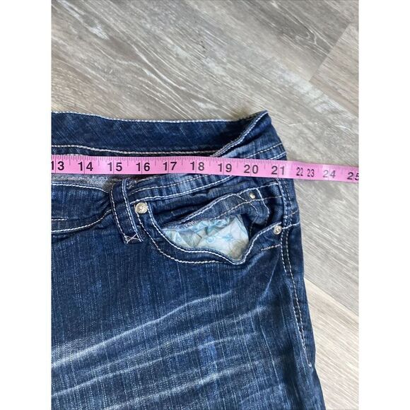 Ariya Jeans Shorts Womens 24 Blue Denim Mid Rise Plus Size Flap Pocket Embroider - Picture 11 of 11